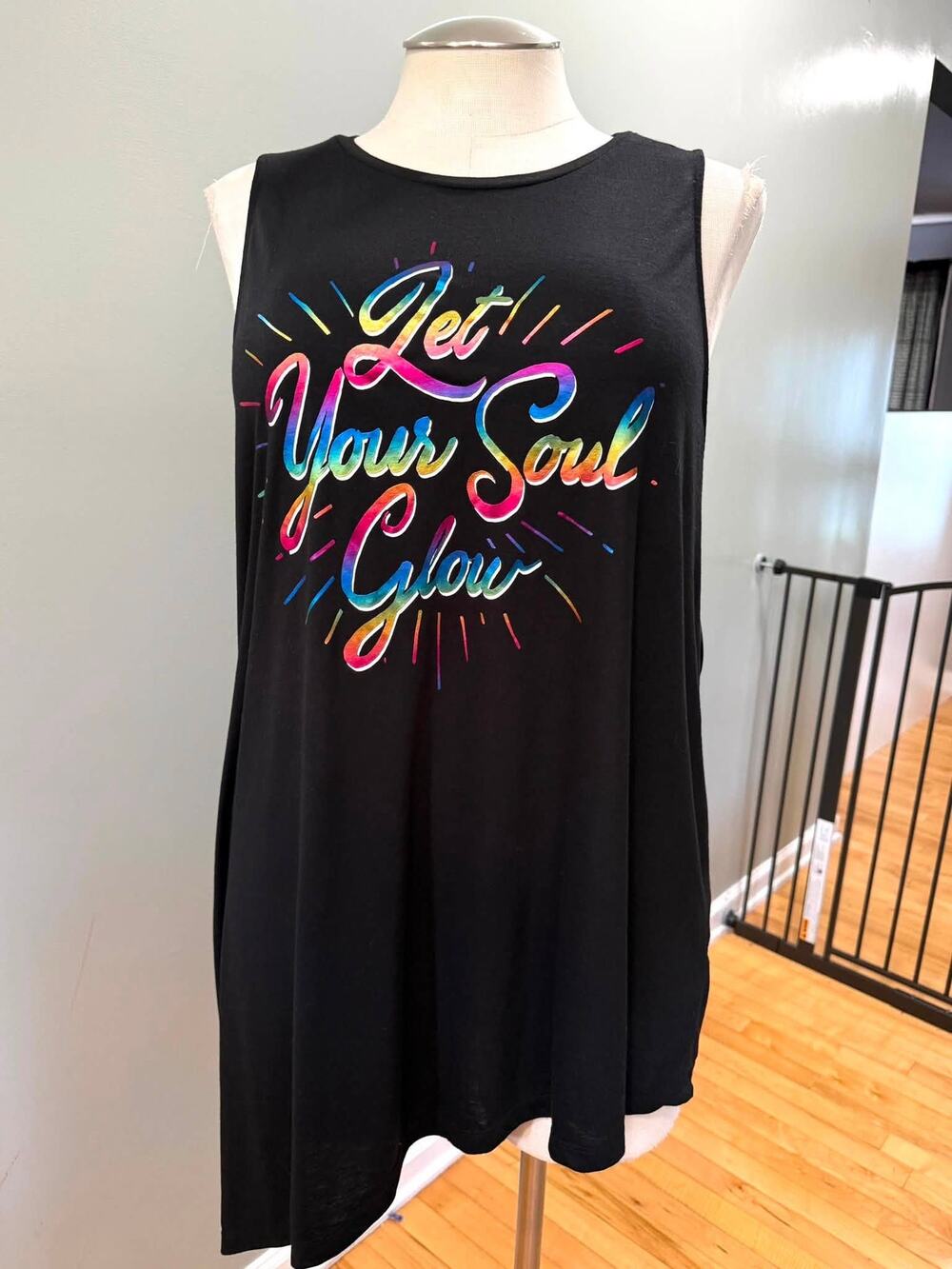 Torrid 3 (3X) Rainbow Let Your Soul Glow Active Wicking Assymetrical Tank Top
